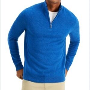 J.Crew Mens Sweater Rugged Half Zip Navy Blue Size L Model BU213 FA23